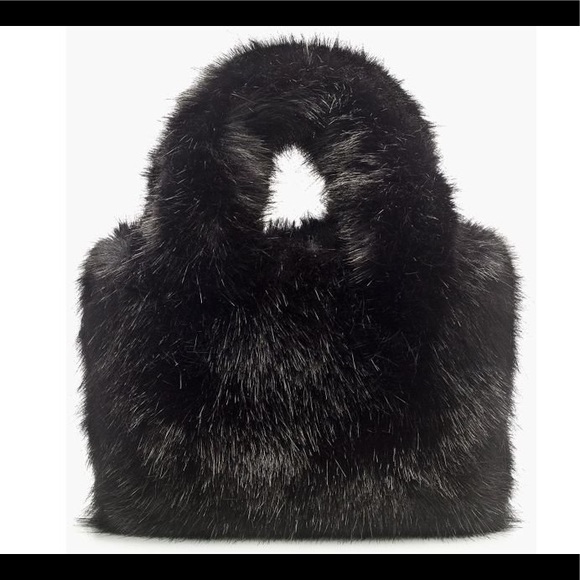 J Crew Mini Black Faux Shearling Tote - Picture 3 of 14